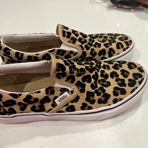 Vans leopard slip ons